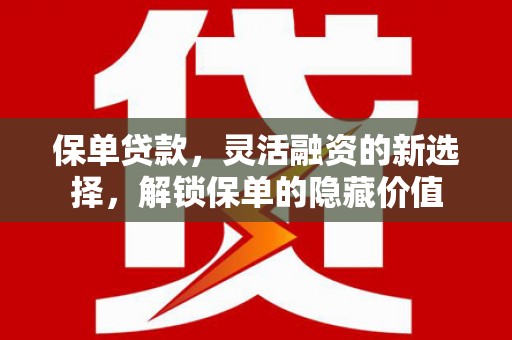柳城保单贷款，灵活融资的新选择，解锁保单的隐藏价值