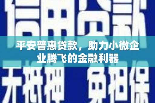 柳城平安普惠贷款，助力小微企业腾飞的金融利器