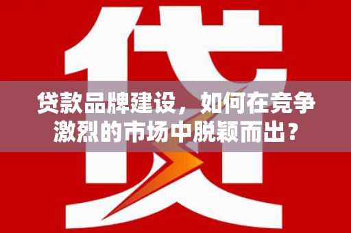 柳城贷款品牌建设，如何在竞争激烈的市场中脱颖而出？